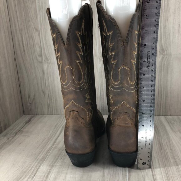 Ariat Boots Womens 9.5B Heritage Brown Leather Pull On Cowboy Western - Picture 10 of 10
